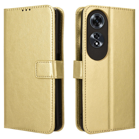 Flip case for Oppo A60, Crazy Horse Wallet, gold