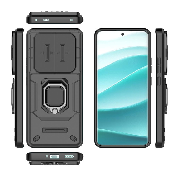 Case for Xiaomi Redmi Note 14 Pro+ 5G, KickStand Camera Lens, black