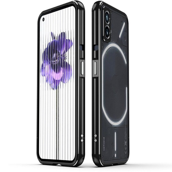 Case for Nothing Phone 2a, Armor Bumper, with lens cover, black / silver