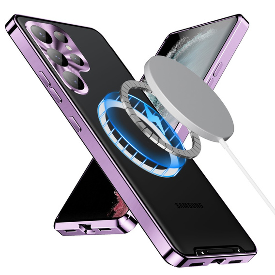 Camera Protection Case for Samsung Galaxy S23 Ultra, CamShield MagSafe, transparent / purple