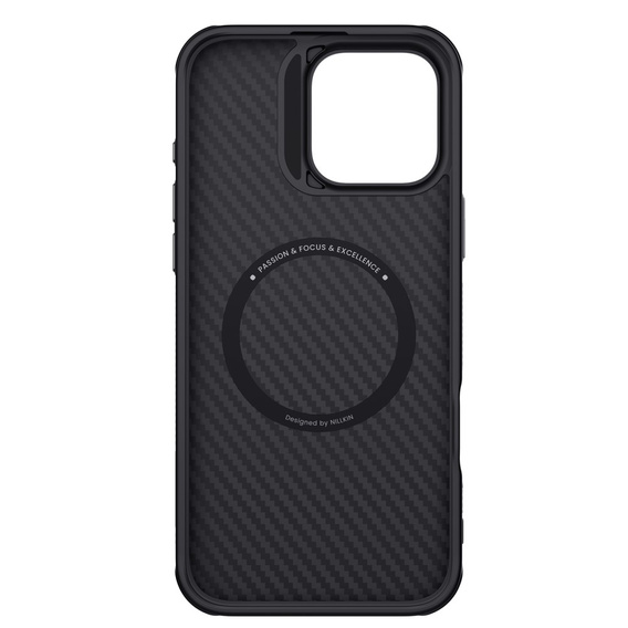 Nillkin Armored Case for iPhone 16 Pro Max, Carbon Fiber, for Magsafe, gold