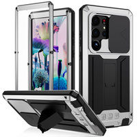 Armored case for Samsung Galaxy S23 Ultra, R-JUST CamShield Slide, silver