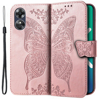 Flip case for Oppo A17, Butterfly, pink
