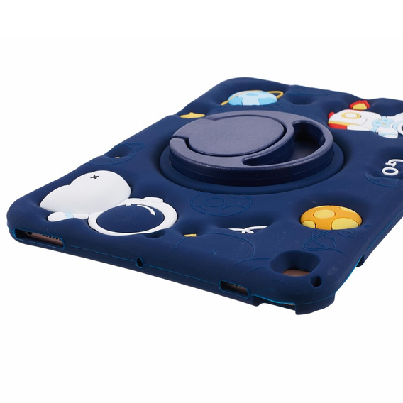 Children's silicone case for iPad 10.2 2021 / 2020 / 2019, armored with strap, Astronaut, dark blue