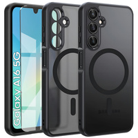 Case for Samsung Galaxy A16, for MagSafe, ERBORD Matt Case, black + Screen Glass