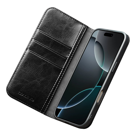 QIALINO Genuine Cow Leather flip case for iPhone 17 Pro Max, black