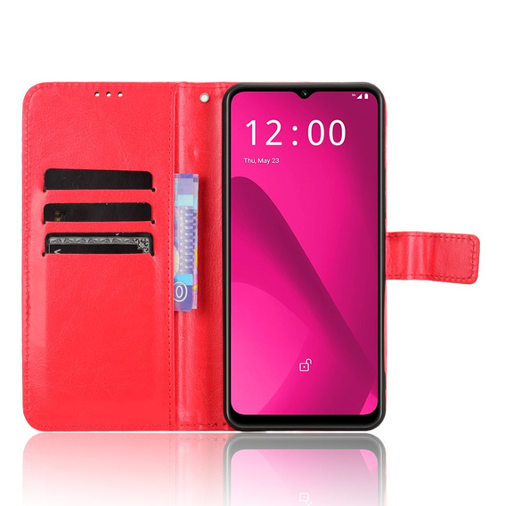 Flip case for T Phone 2 5G, Crazy Horse Wallet, red