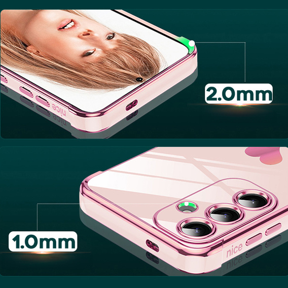 Case for Samsung Galaxy S25 FE, Electro heart, pink rose gold