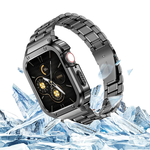 Steel Bracelet with Case for Apple Watch 7/8/9 45MM, Grey