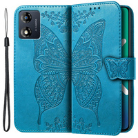 Flip case for Motorola Moto E13, Butterfly, blue