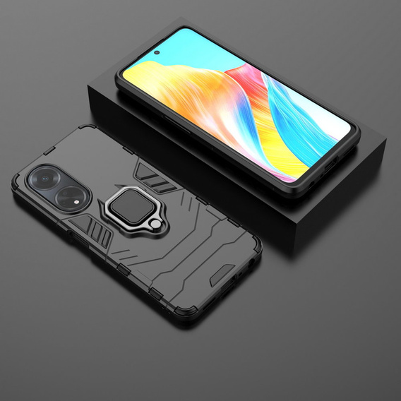 Case for Oppo A58 4G, Kickstand Ring, black