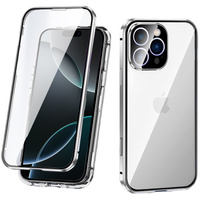 Case for iPhone 16 Pro, Magnetic Dual Glass, silver