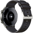 22mm Genuine Leather Coated Silicone Watch Band - Black