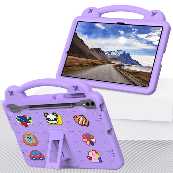 Children's case for Samsung Galaxy Tab S10+ Plus, Cute Patterns, with stand, purple