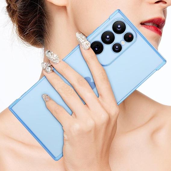 Case for Samsung Galaxy S23 Ultra, Electro heart, blue + Full Glue Ceramic Glass