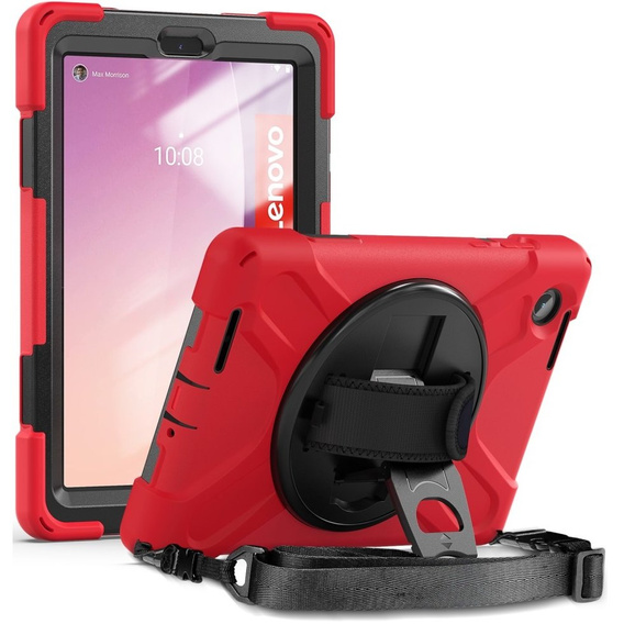 Children's case for Lenovo Tab M8 Gen 4 TB-300FU, armored with strap, red