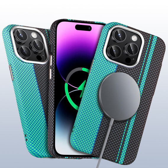 MagSafe's iPhone 14 Pro Max Case, Carbon Fiber, black / blue
