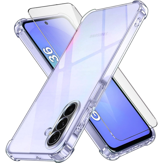 Case for Samsung Galaxy A36, Erbord Dropproof, transparent + Glass