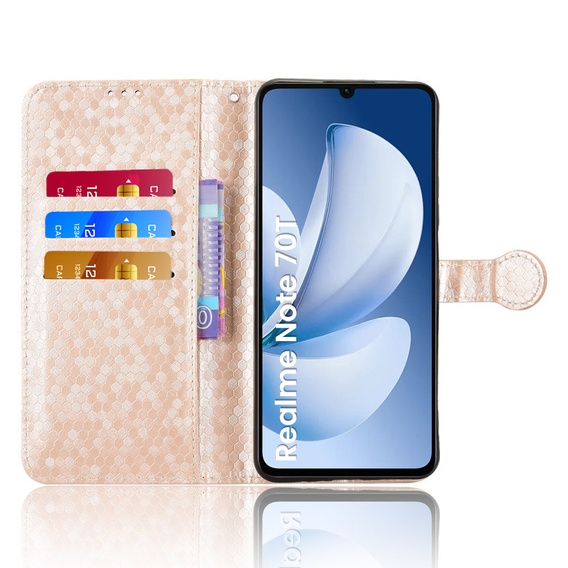 Flip case for Realme Note 70T 4G, Wallet Rhombus, gold