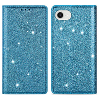 Flap case for iPhone 16E, Card Slot Glittery, blue