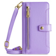 Flip case for Samsung Galaxy M15 5G, Wallet Zipper Pocket, purple