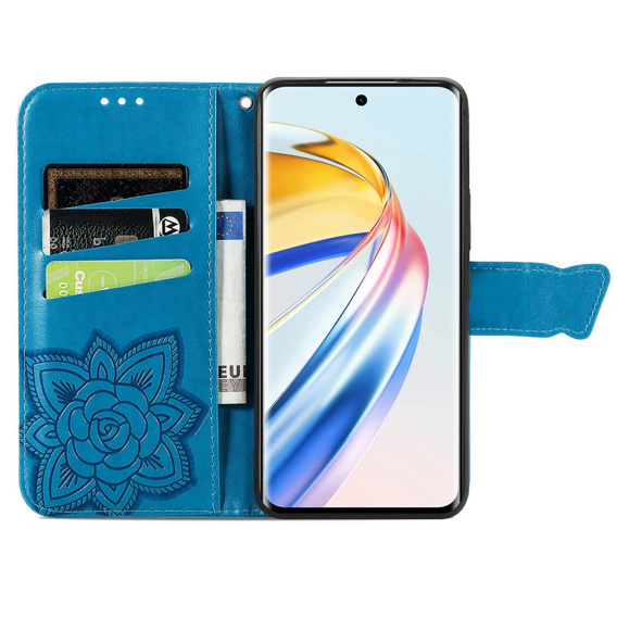 Flip case for Honor Magic 6 Lite 5G, Butterfly, blue
