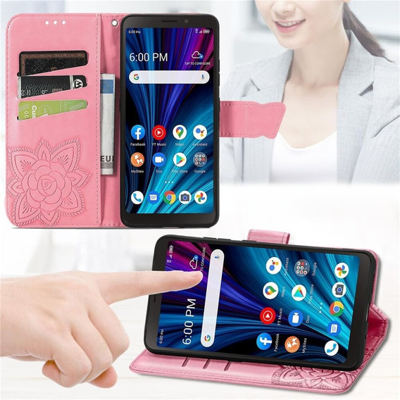 Flip case for T Phone 2 5G, Butterfly, pink rose gold