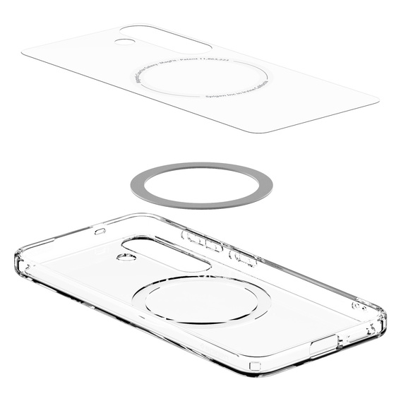 Spigen MagSafe Case for Samsung Galaxy S25+ Plus, Ultra Hybrid, clear / white + 9H Tempered Glass