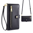 Flip case for iPhone 16E, Wallet Zipper Pocket, black