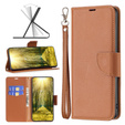 Flip case for Samsung Galaxy A25 5G, Wallet Litchi Leather, brown + 9H glass