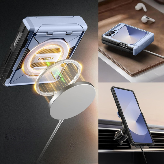 Tongate MECH case with MagSafe for Samsung Galaxy Z Flip7 FE / Z Flip6, blue