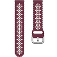 Universal 20mm Soft Hollowed-out Silicone Strap, maroon/pink