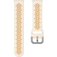 Universal 20mm Soft Hollowed-out Silicone Strap, Beige / Orange