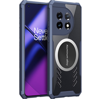 Case for OnePlus 11 5G, with magnetic sheet, transparent / navy blue