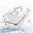 Case for iPhone Air, for MagSafe, with stand, transparent with grey inserts