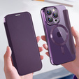 Flip case for iPhone 15 Pro, RFID Wallet MagSafe CamShield, purple