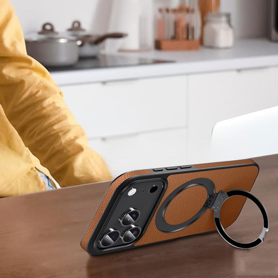 Leather case with MagSafe stand for iPhone 17 Pro Max