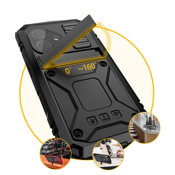 R-JUST case with stand and built-in glass for iPhone 17