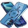 Case for iPhone 12, Electro MagSafe, blue + Screen Glass