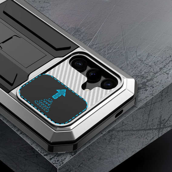 Armored case for Samsung Galaxy S25, R-JUST, silver