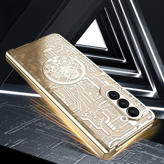 Case for Samsung Galaxy Z Fold 5 5G, Mechanical Legend, gold
