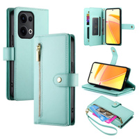 Flip case for Oppo Reno 13 5G, Wallet Zipper Pocket, mint