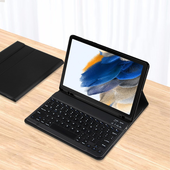Case + keyboard Samsung Galaxy Tab A8 10.5, Leather Pen Slot, black