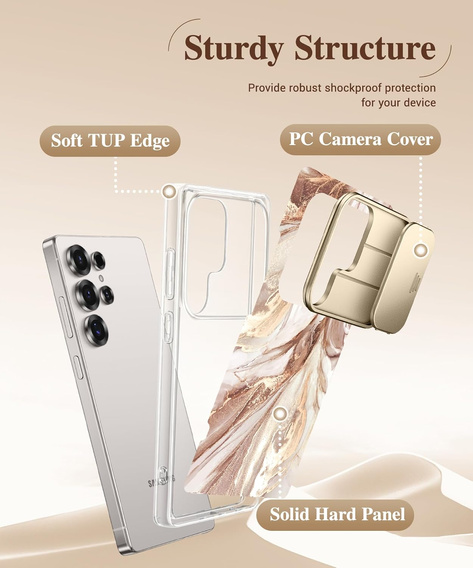 GVIEWIN Case for Samsung Galaxy S25 Ultra, Camera Slider – Topaz/Gold