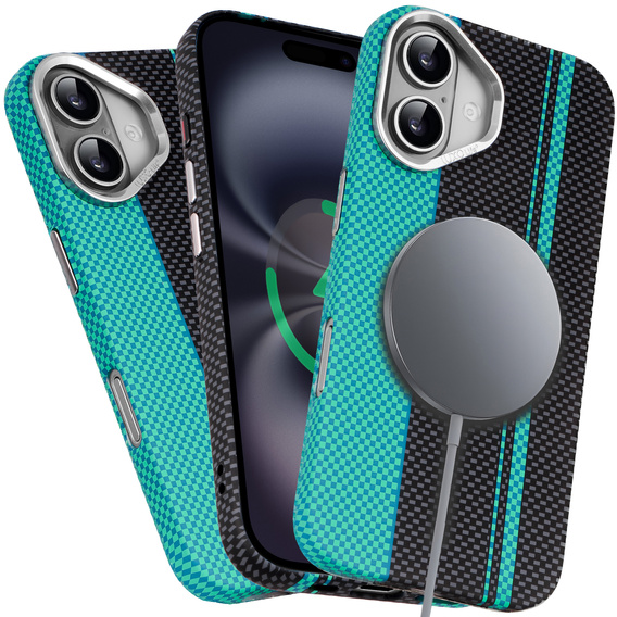 MagSafe's iPhone 16 Case, Carbon Fiber, black / blue