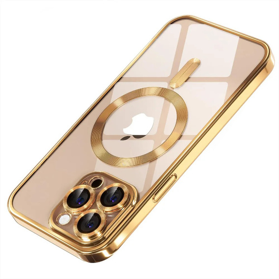 Case for iPhone 11 Pro Max, Electro MagSafe, gold + Screen Glass