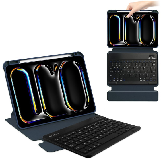 Keyboard case for iPad Pro 11" 2024 (5 gen.), Rotary 360° Leather, dark blue