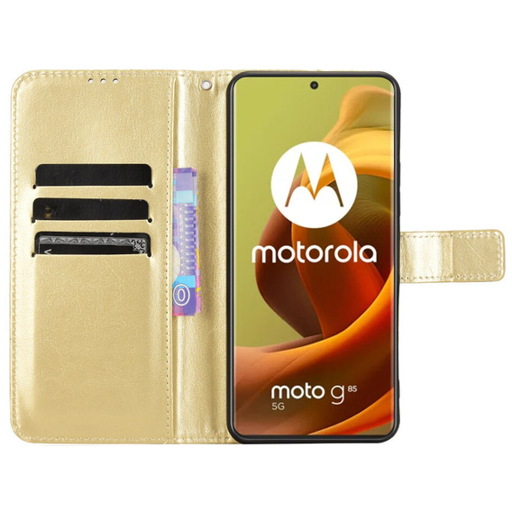 Flip case for Motorola Moto G85, Crazy Horse Wallet, gold