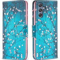 Flip case for Samsung Galaxy M34, Wallet, Sakura, blue