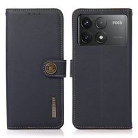 KHAZNEH RFID case for Xiaomi Poco F6 Pro, Litchi Texture, blue